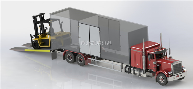 叉車(chē)由檢衡車(chē)伸縮板上開(kāi)下 叉車(chē)由檢衡車(chē)伸縮板上開(kāi)下